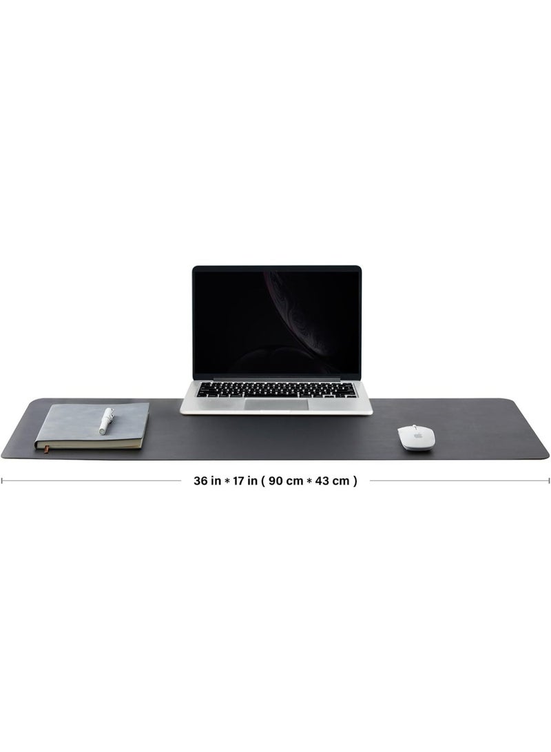 كورك مكتب حصيرة - مزدوجة الجانبين لوسادة المكتب للمكتب والمنزل - مكتب تنظيم والاكسسوارات - مثالية لوسادة الماوس الكبيرة ووسادة المكتب على قمة المكاتب (أسود، 90 سم × 43 سم) - Image 2